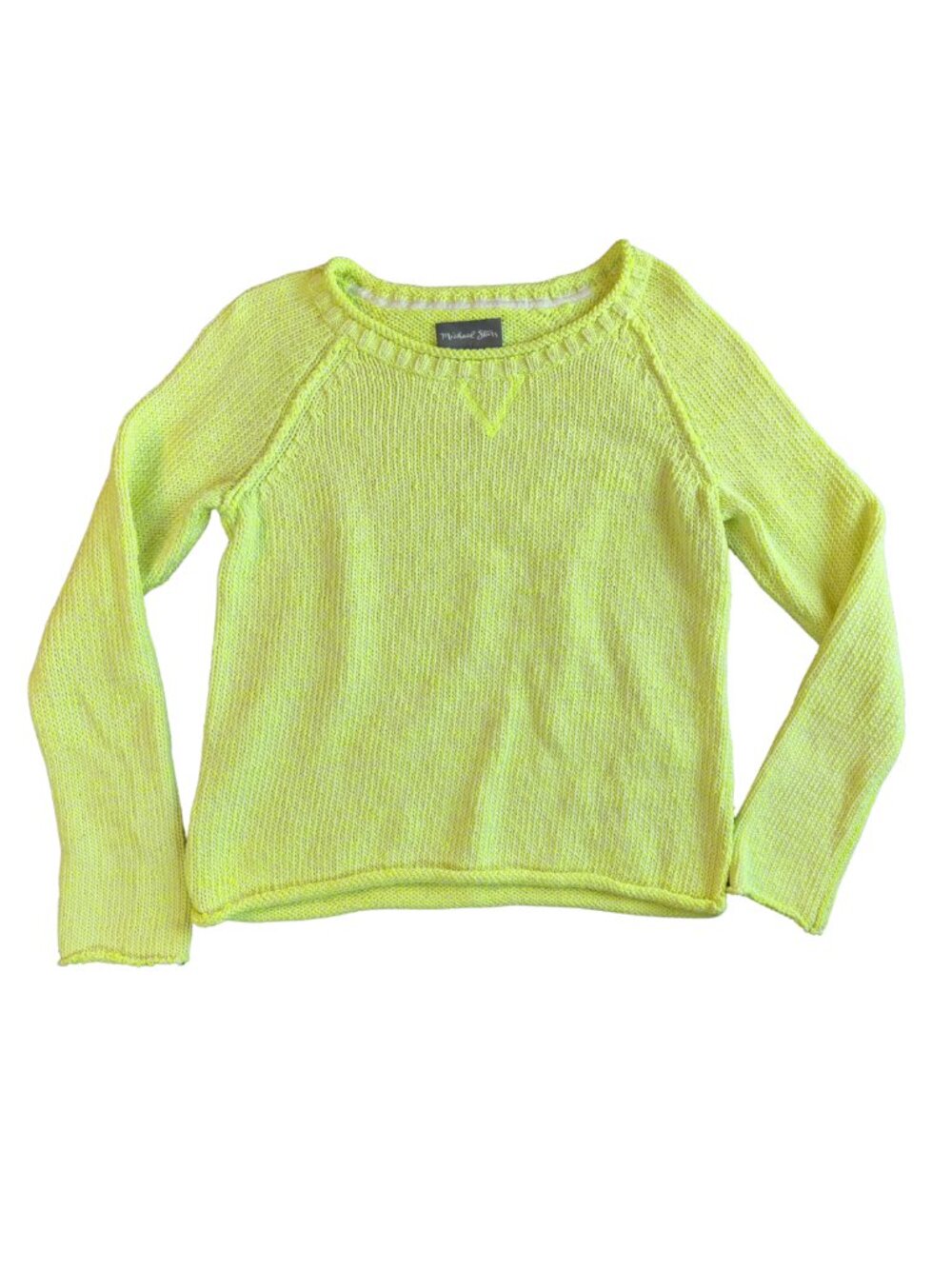 Michael Stars Neon Lime Knit Sweater | XS/S | Lightweight Cotton Blend Pullover